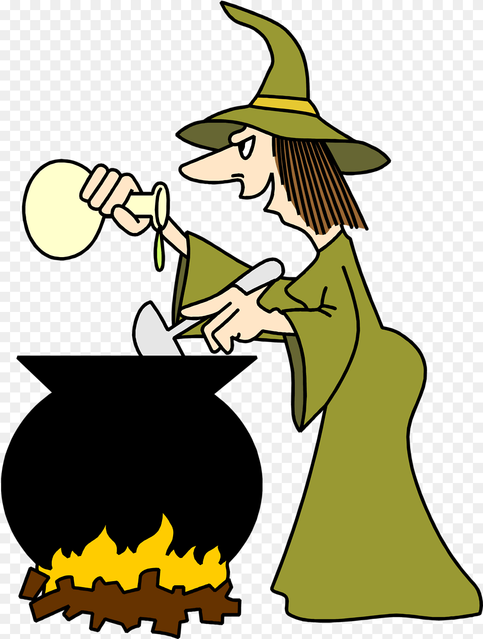 Library Of Halloween Vector Witch Witch Cooking In Cauldron, Adult, Female, Person, Woman Free Transparent Png