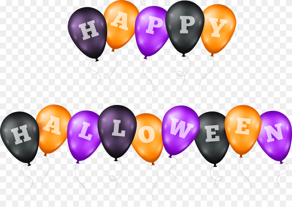 Library Of Happy Halloween Word Banner Black And White Stock Halloween Balloon Transparent Background, Advertisement, Poster, Book, Publication Png