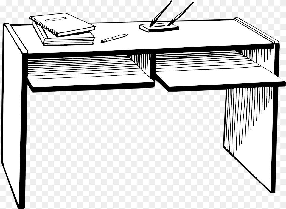 Library Of One Chair And Table Clip Art Desk With No Background, Furniture, Computer, Electronics, Hot Tub Png Image