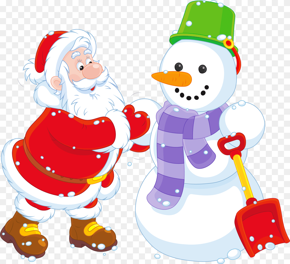 Library Of Snowman Clip Art Freeuse Download With Crown Santa And Snowman, Nature, Outdoors, Winter, Snow Png Image