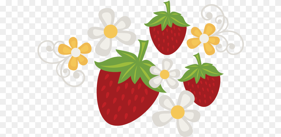 Library Of Strawberry Flower Picture Freeuse Strawberry Flower Cartoon, Berry, Food, Fruit, Plant Png Image