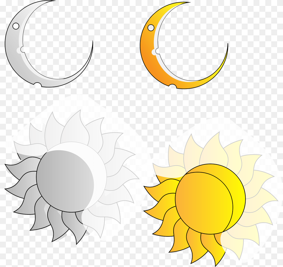 Library Of Sun Moon Star Clipart Transparent Sun And Crescent Flower, Plant, Sunflower, Nature Png Image