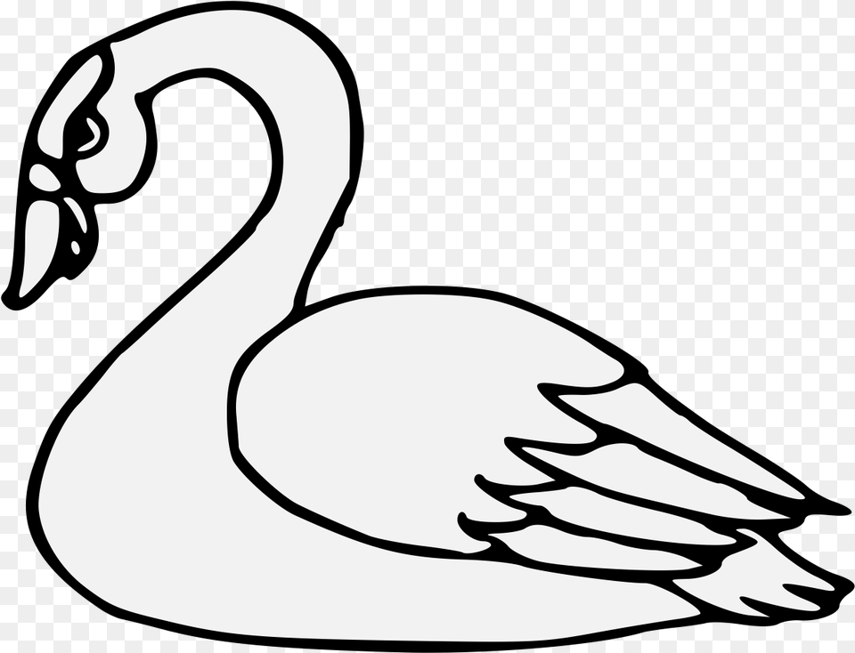 Library Of Swan Heart Jpg Black And White Files Swan Drawing, Stencil, Animal, Bird, Goose Free Transparent Png