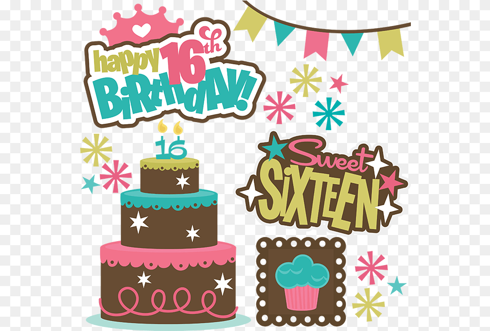 Library Of Sweet 16 Crown Freeuse Stock Files Happy Birthday 16th Girl, People, Person, Birthday Cake, Cake Free Png