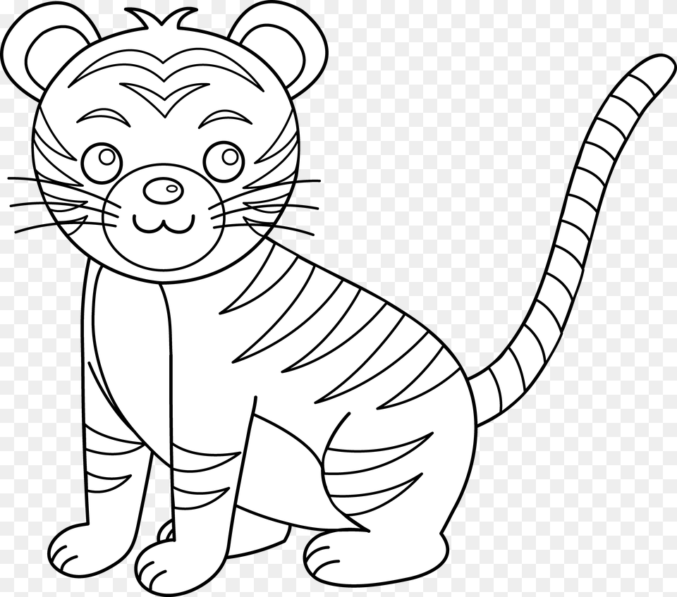 Library Of Tiger Cat Black And White Svg Freeuse Clipart Tiger Black And White, Face, Head, Person, Baby Free Png