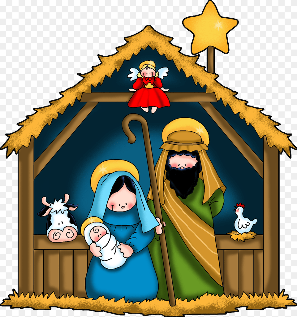 Library Of Vintage Christmas Nativity Cute Nativity Clipart, Baby, Person, Animal, Face Free Png Download