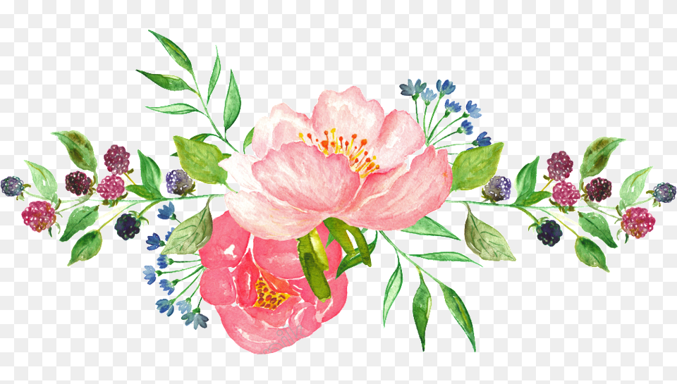 Library Of Watercolor Flowers Vector Watercolor Flowers Transparent Background, Pattern, Rose, Plant, Flower Free Png Download