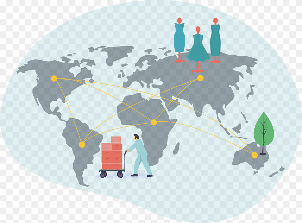 Libryo Supply Chain World Map Connected With Lines, Chart, Plot, Network, Clothing Free Transparent Png