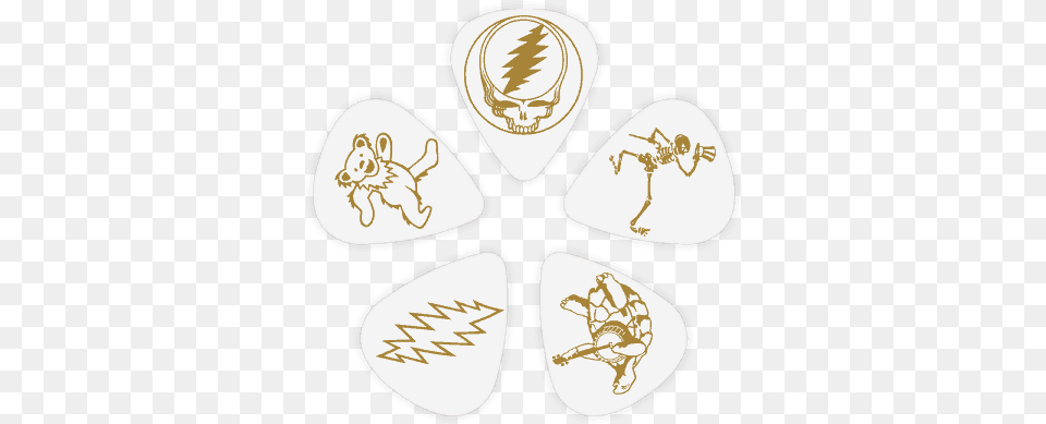 Licensed Grateful Dead Guitar Picks White U0026 Gold Grateful Dead So Many Roads, Musical Instrument, Plectrum Free Png