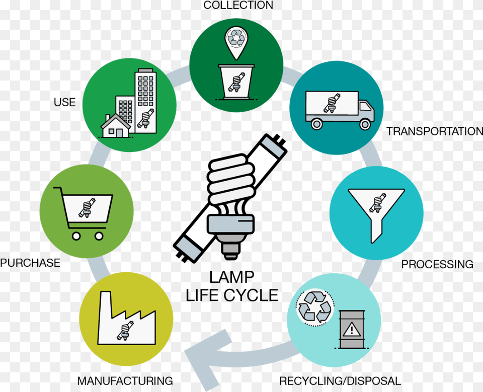 Life Cycle Of A Lamp Cycle De Vie D Une Lampe, Recycling Symbol, Symbol Free Png