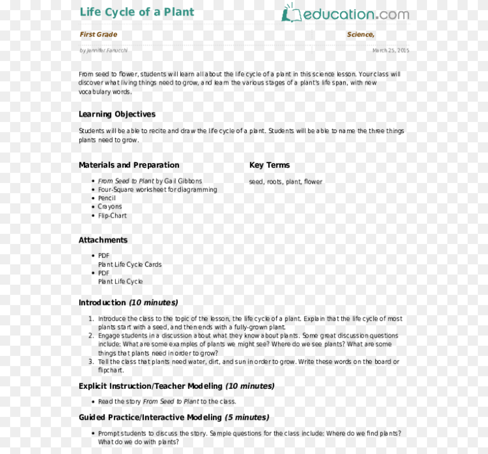 Life Cycle Of A Plant Lesson Plan Education Com Lesson Plant Life Cycle Worksheet 3rd Grade, File Free Transparent Png