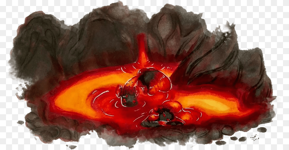 Life In Lava Watercolor Paint, Mountain, Nature, Outdoors, Volcano Free Png