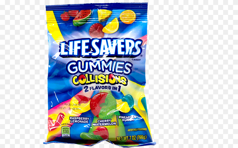 Lifesavers Gummies Collisions 7oz Bag Front Lifesavers Gummies Collisions, Food, Sweets, Candy Png