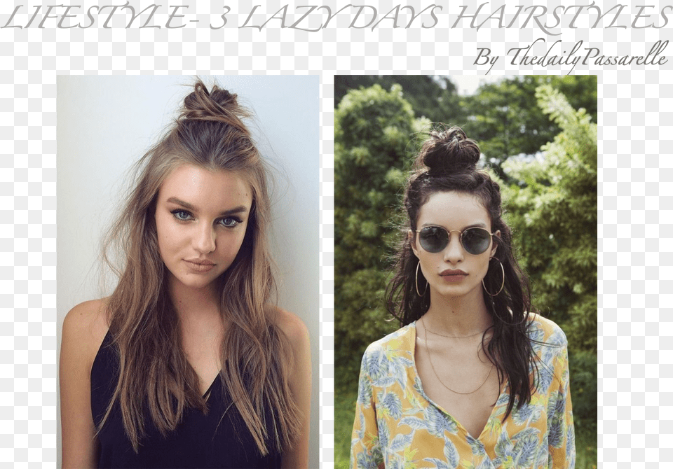 Lifestyle 3 Lazy Days Hairstyles Peinados Para Dias Jednoduch Esy Do Koly, Accessories, Sunglasses, Portrait, Photography Png Image