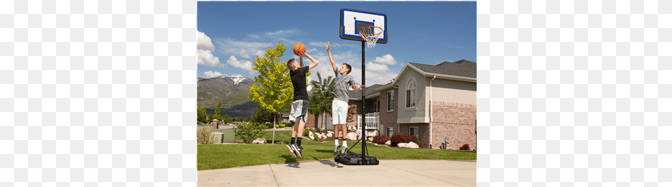 Lifetime 1221 Pro Court Height Adjustable Basketball Lifetime Outdoor Basketball Goal Backboard Hoop Rim, Ball, Playing Basketball, Shorts, Sport Free Png Download