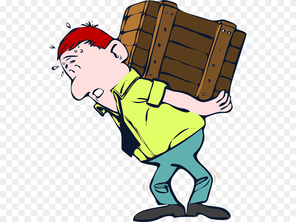 Lifting Box Wood Heavy Crate Moving Lift Male Groan Clipart, Person, Face, Head, Treasure Free Png