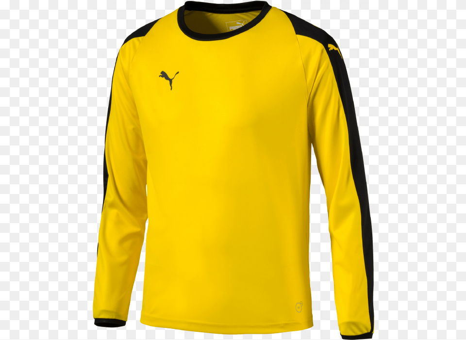 Liga Jersey Ls Youth Puma Yellow T Shirt, Clothing, Coat, Long Sleeve, Sleeve Png Image