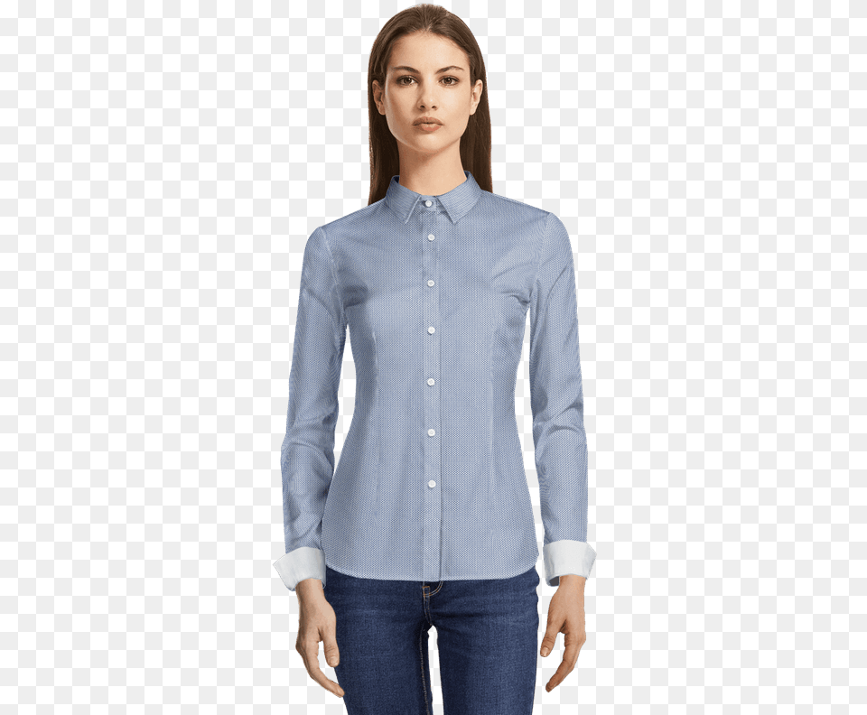 Light Blue Striped Oxford Dress Shirt With Contrasted Camisa Manga 3, Blouse, Clothing, Long Sleeve, Sleeve Free Png