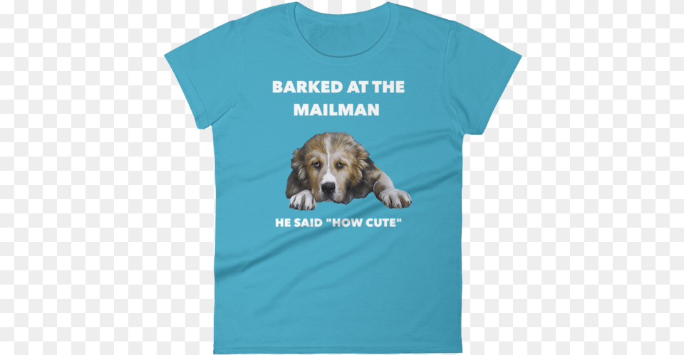 Light Blue T Shirt For Women With Saint Bernard Puppy Cocker Spaniel, Clothing, T-shirt, Animal, Canine Free Png