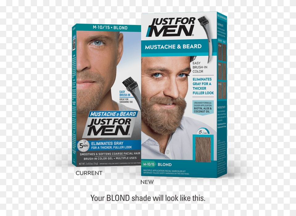Light Brown Just Mens Beard Dye, Advertisement, Poster, Adult, Person Free Png