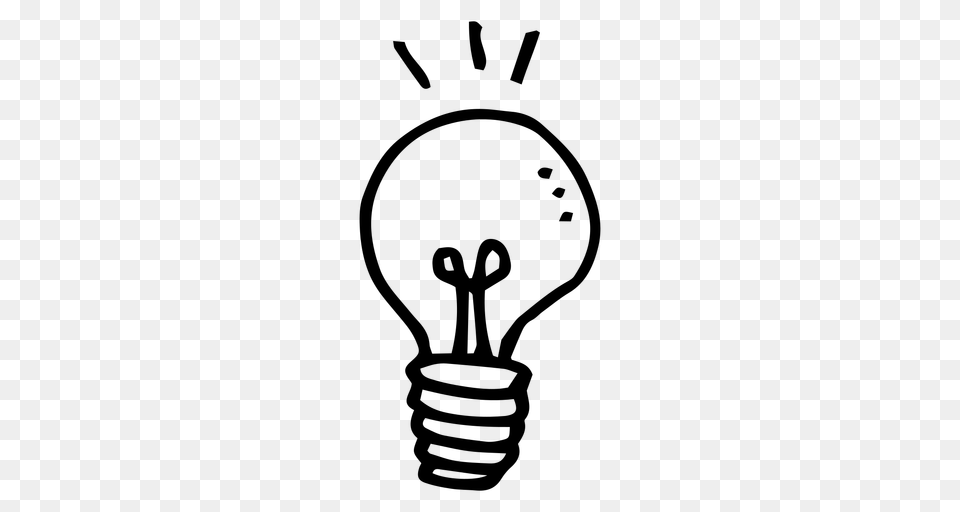 Light Bulb Doodle Icon, Gray Free Png