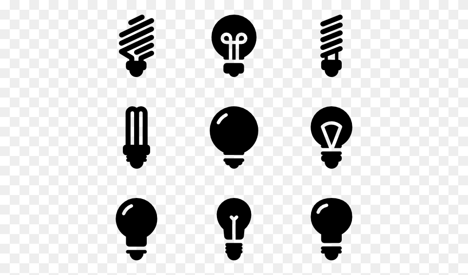 Light Bulb Icons, Gray Free Png