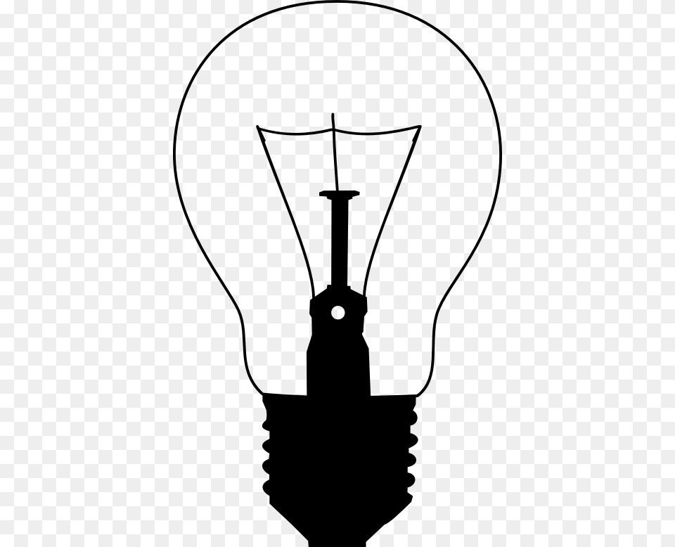 Light Bulb Silhouette Outline Clip Art, Gray Free Png