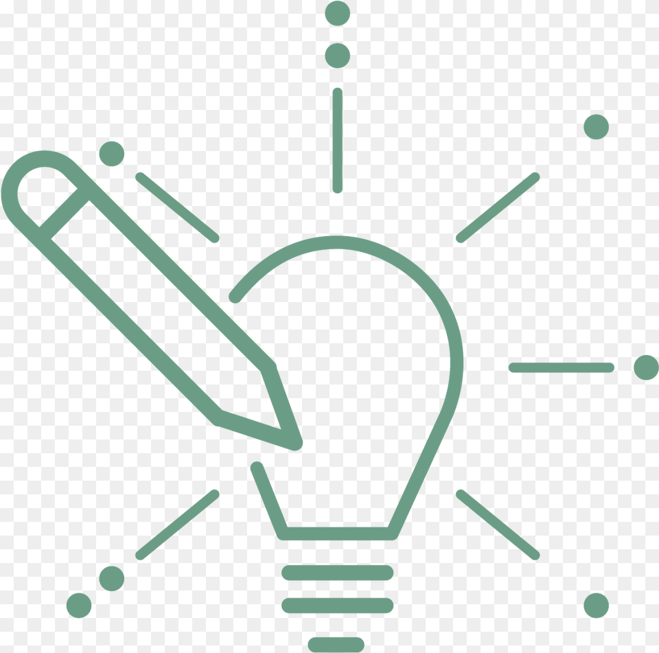 Light Bulb With Pencil Icon In Green Denoting Storytelling Vector Graphics, Lightbulb Free Transparent Png