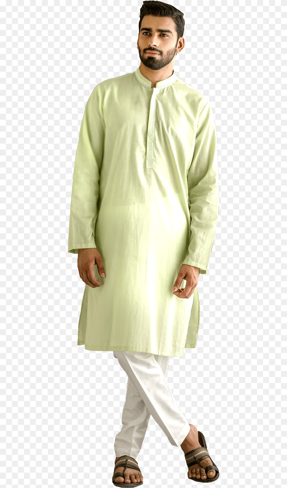 Light Green Chambrey Kurta Amp Pajama Deepak Perwani, Sandal, Clothing, Footwear, Person Png