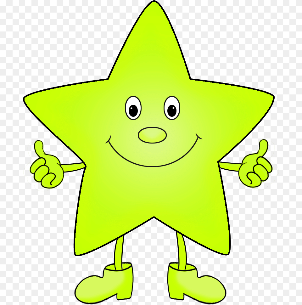 Light Green Funny Clip Art Of Star Cartoon Bright Shining Star, Symbol, Nature, Outdoors, Snow Png