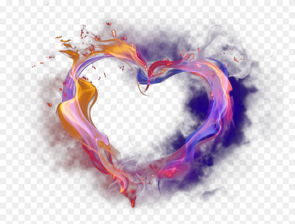Light Heart Love Colorful Effect Ftestickers Love Smoke Effect Picsart, Accessories, Pattern, Fractal, Ornament Free Transparent Png