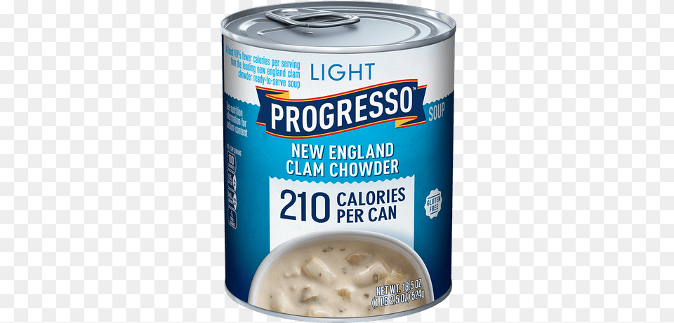 Light New England Clam Chowder Progresso Soup Potato Bacon, Tin, Aluminium, Can, Canned Goods Png Image