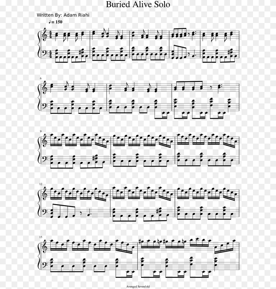 Light Of The Seven Piano Sheet Music, Gray Png Image