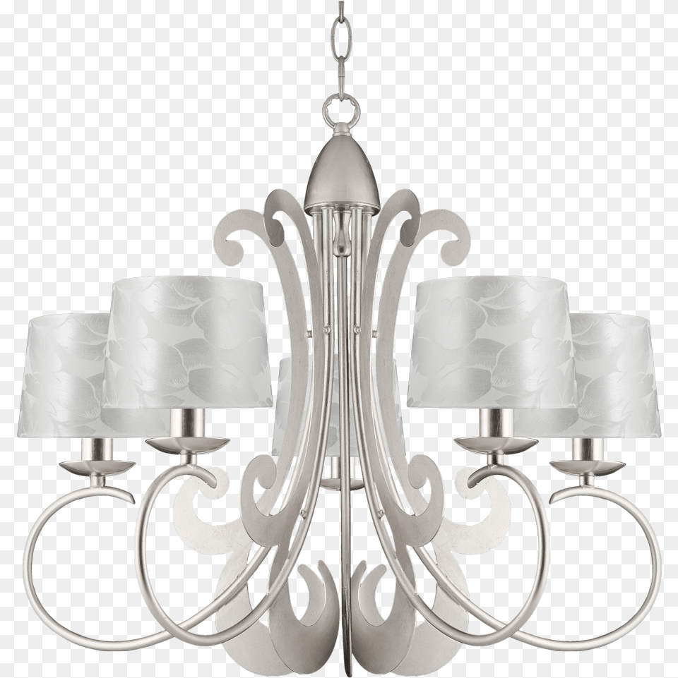 Light Silver Leaf Ceiling Light Fitting With Shade Lampara De Techo De Cinco Pan De Plata, Chandelier, Lamp Png Image