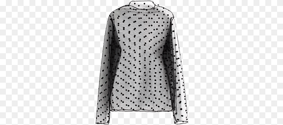 Light Transparent Gauze Long Sleeve Dots Stars See Through Dots Top, Blouse, Clothing, Coat, Long Sleeve Png Image