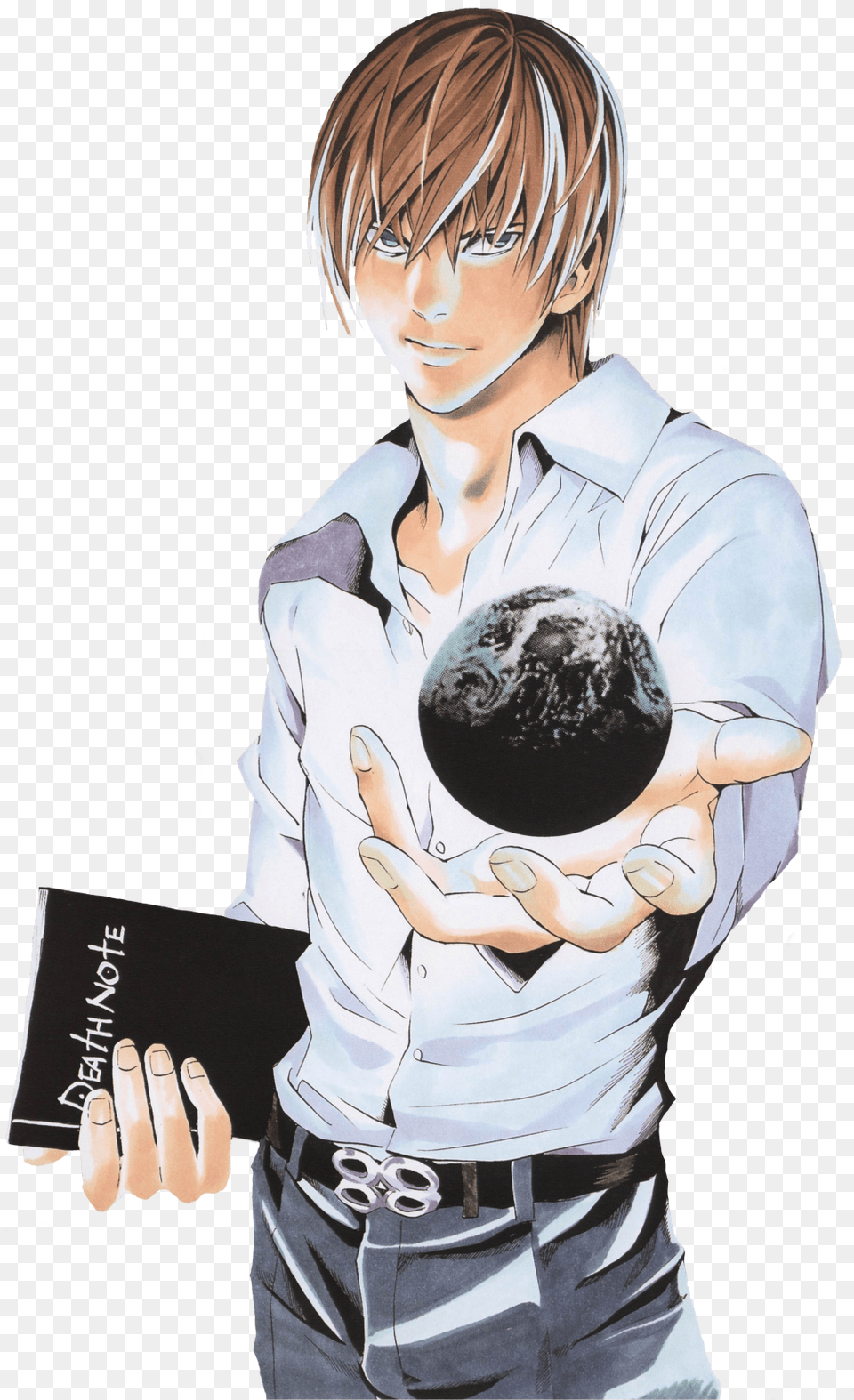 Light Yagami Holding Earth Death Note Light, Publication, Book, Comics, Person Png