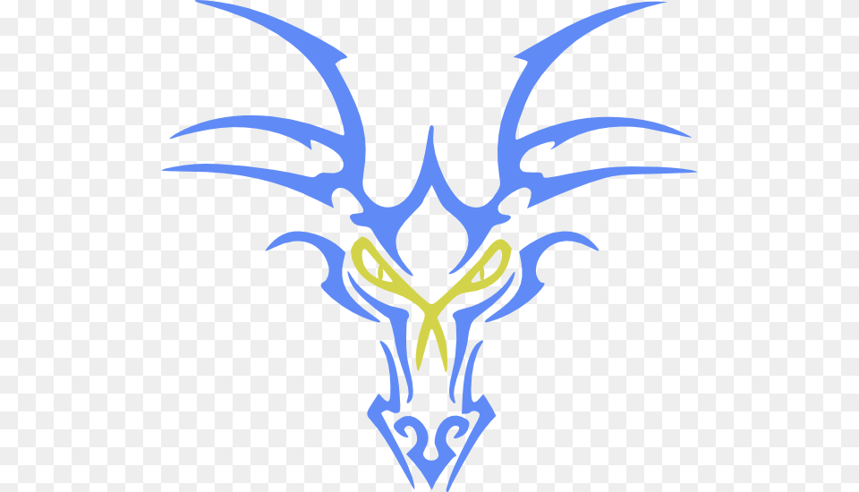 Lightblue Dragon Head Clip Art Simple Easy Dragon Tattoo, Logo, Emblem, Symbol Free Png