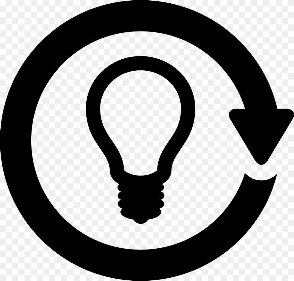 Lightbulb In Circular Arrow Icon, Light, Stencil Png Image