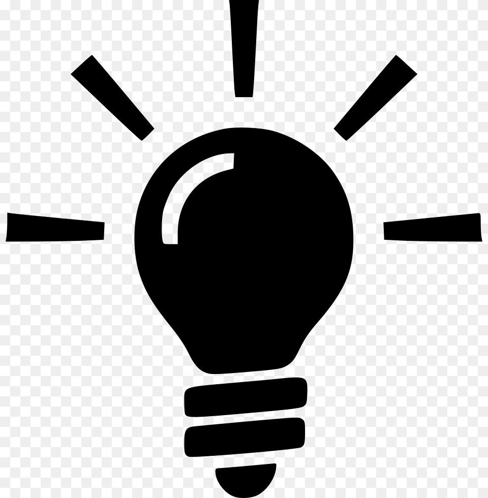 Lightbulb On Light Bulb Black Clipart, Stencil Free Png Download