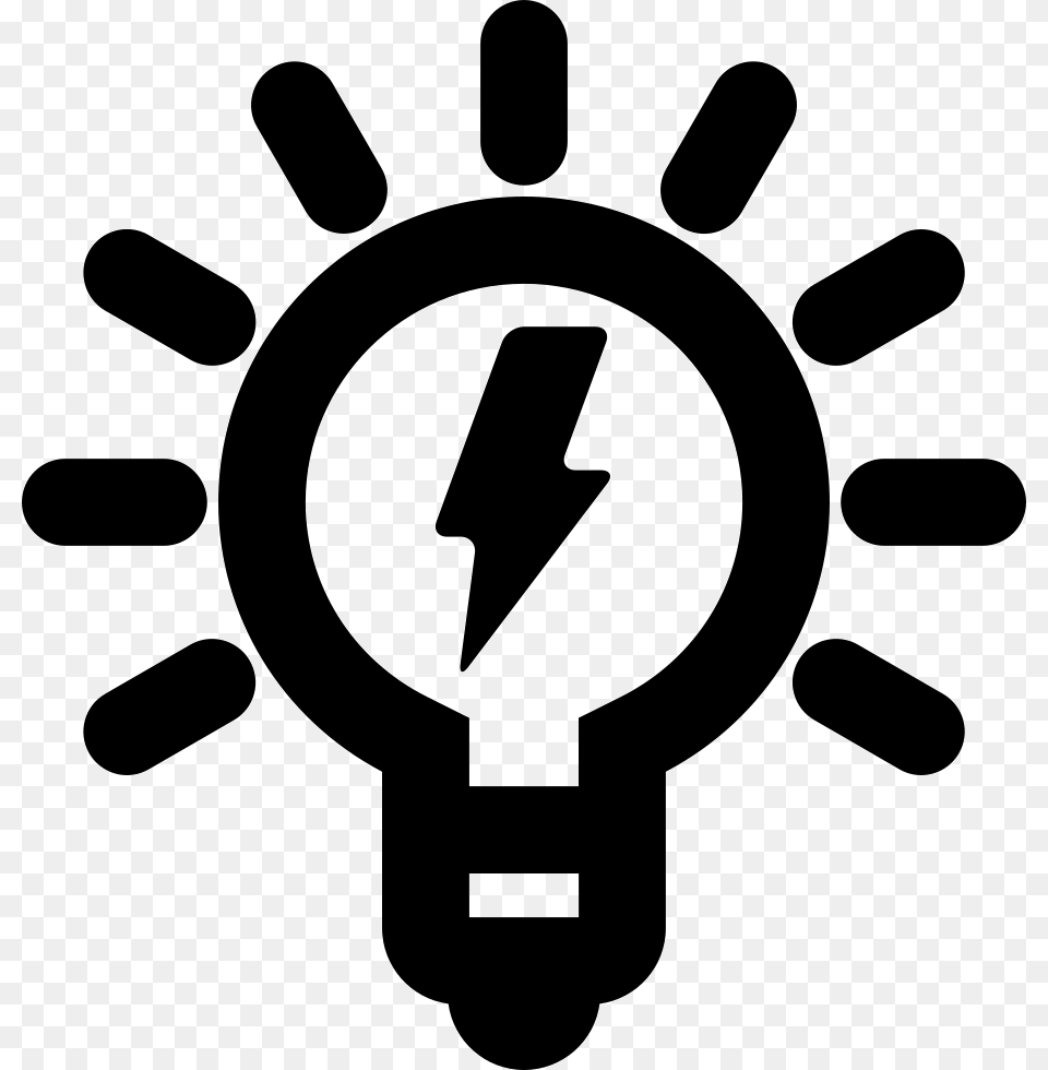 Lightbulb With Bolt Sign Vector Learning Icon, Stencil, Symbol, Light Free Png