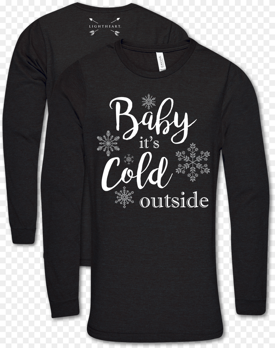 Lightheart Baby It S Cold Outside Black Heather Ls Hoodie, Clothing, Long Sleeve, Sleeve, T-shirt Png Image