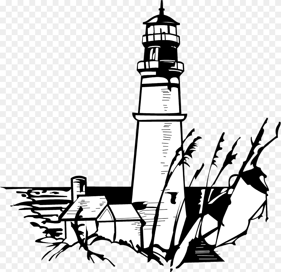 Lighthouse Illustration Lighthouse Clip Art Black And White, Stencil, Architecture, Building, Tower Free Transparent Png