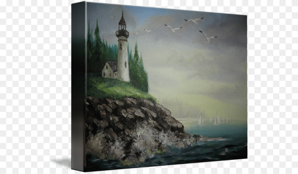 Lighthouse On Cliff By Terry Couch Svg Library Stock Painting, Art, Animal, Bird, Architecture Png Image