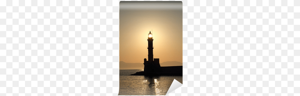 Lighthouse Silhouette At Sunset Chania Crete Wall Mural Venetian Lighthouse, Architecture, Building, Tower, Beacon Free Transparent Png