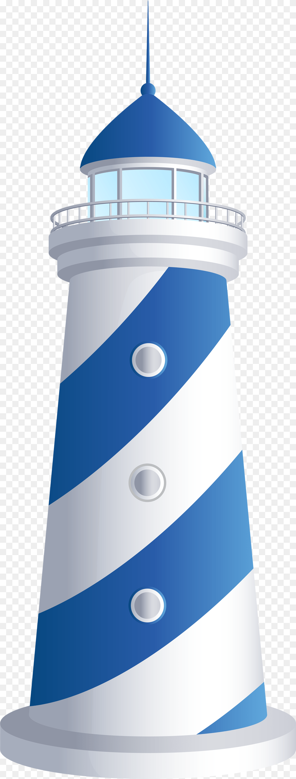 Lighthouse Transparent Clip Art Image Cartoon Lighthouse White And Blue, Architecture, Beacon, Building, Tower Free Png