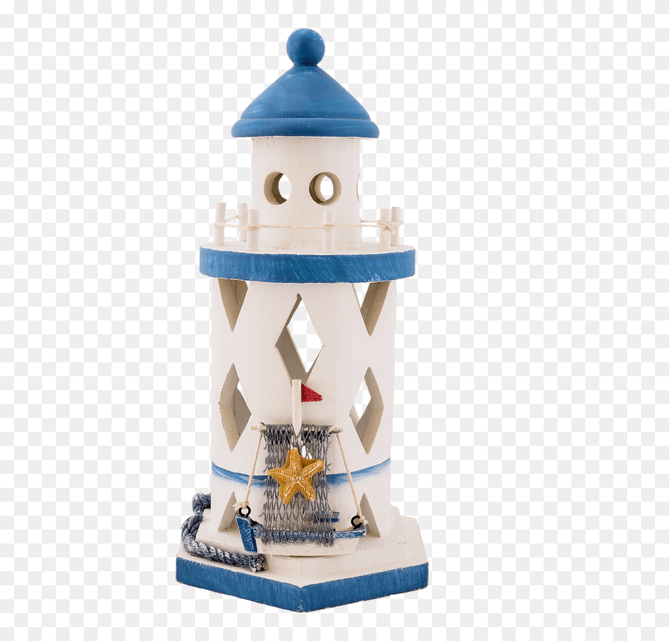 Lighthouse White And Blue Toy, Cake, Dessert, Food, Wedding Png Image