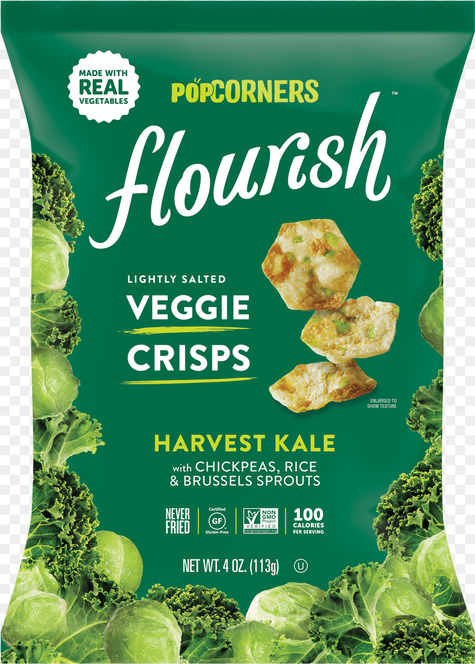 Lightly Salted Harvest Kale With Chickpeas Rice Amp Popcorners Flourish Veggie Crisps, Advertisement, Poster, Food, Leafy Green Vegetable Free Png