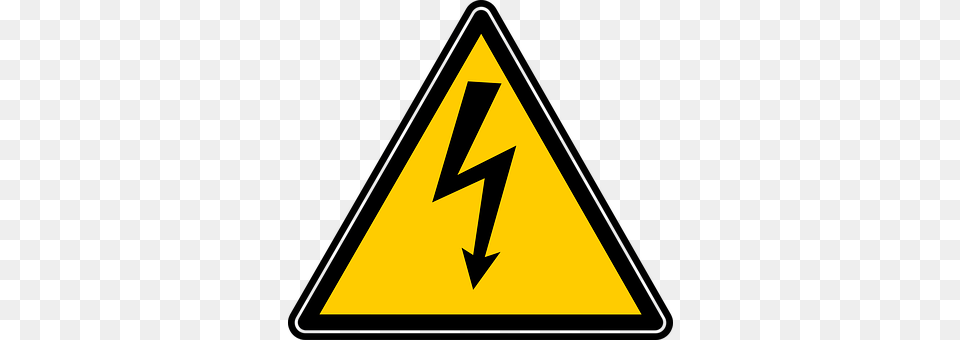 Lightning Sign, Symbol, Triangle, Road Sign Free Png Download