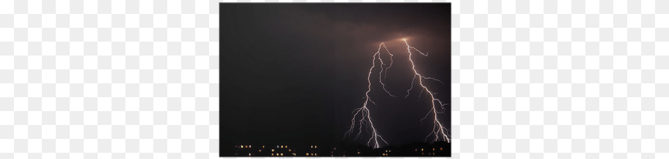 Lightning A Thunder Storm Nightly Cloudy Sky Poster Lightning, Nature, Outdoors, Thunderstorm, Blackboard Free Png Download