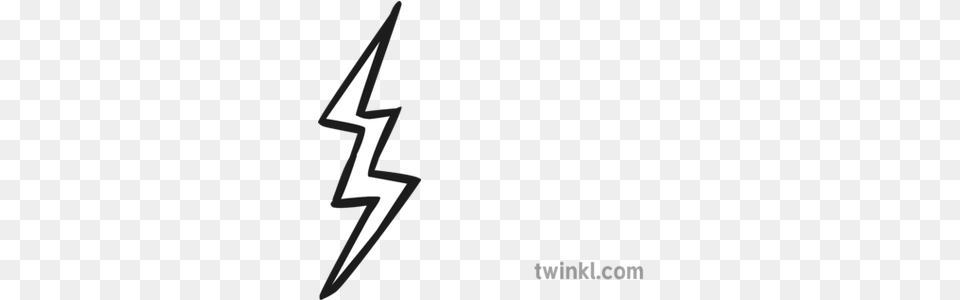 Lightning Bolt Black And White Illustration Twinkl Lightning Bolt Black And White, Weapon, Symbol, Star Symbol, Blade Free Transparent Png